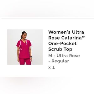 Catarina one pocket scrub top. Ultra rose. Size M. Worn once.